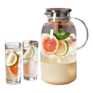 冷水壶玻璃水壶耐高温凉水壶家用大容量果汁冷泡壶扎壶凉水杯套装