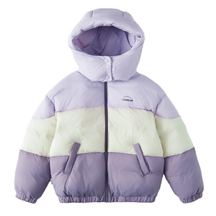 棵初2025年冬季新款亲子中大女童拼色羽绒服三防面料蛋糕造型外套