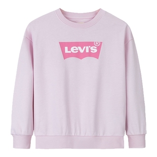 Levis李维斯儿童红色卫衣男童圆领长袖2025秋季新款童装女童上衣