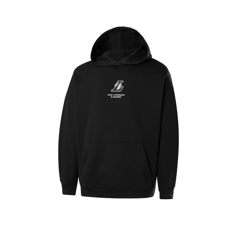 NBA官方正品湖人秋冬新款男女同款黑色保暖纯棉连帽长袖厚卫衣