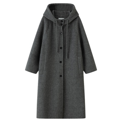 RUISHI芮时连帽单排扣双面呢大衣