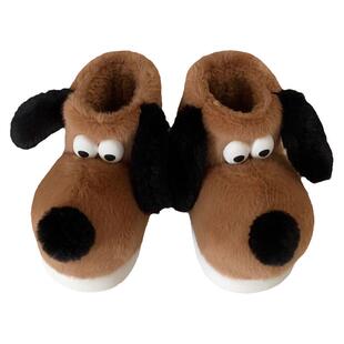 细细条 厚底防滑保暖加厚棉鞋男女冬毛绒绒卡通掌门狗亲子雪地靴