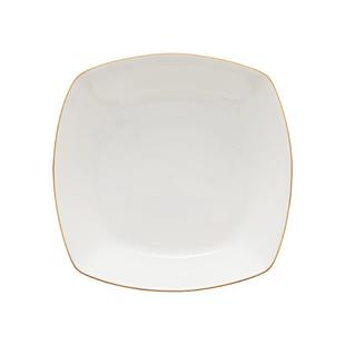 白色餐具10英寸金边大盘子家用骨瓷深汤盘四方形陶瓷菜盘子大容量