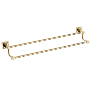全铜毛巾架双杆免打孔卫生间浴巾架金色浴室置物架卫浴壁挂毛巾杆