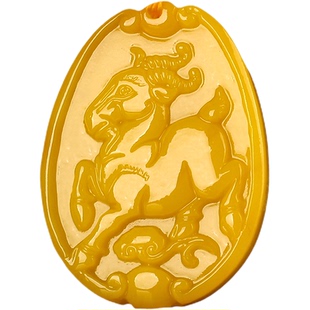 刻字2026马年化解黄龙玉羊吊坠十二生肖辛未羊挂件五岳真形图吊坠