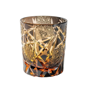 AURA'S高端手工雕刻水晶杯个性闪电江户切子杯威士忌酒杯礼盒装