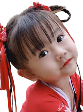 婴儿辫子2020年古风汉服红色发饰