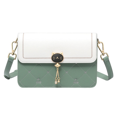 啄木鸟真皮包包女士2025新款斜挎包高级感轻奢小众撞色单肩小方包