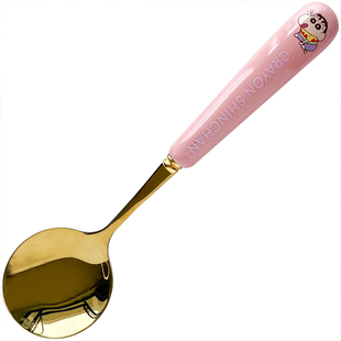 蜡笔小新儿童勺子家用304不锈钢叉勺可爱宝宝吃饭勺汤勺水果叉子