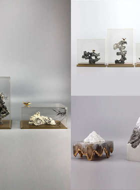 现代新中式创意亚克力摆件二件套创意样板房间电视柜酒柜软装饰品