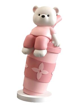 耐仕达潮玩熊奶茶店装饰落地摆件