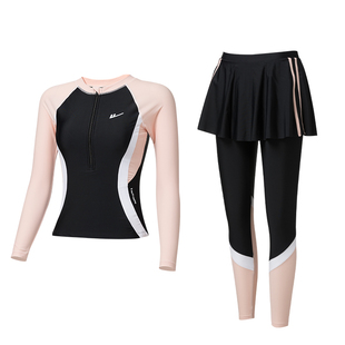 回力保守泳衣女2025年新款显瘦分体潜水服长袖长裤防晒温泉两件套