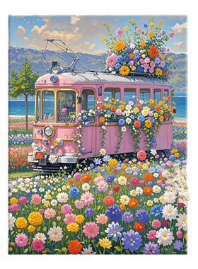 大颗粒画布数字油画带背板