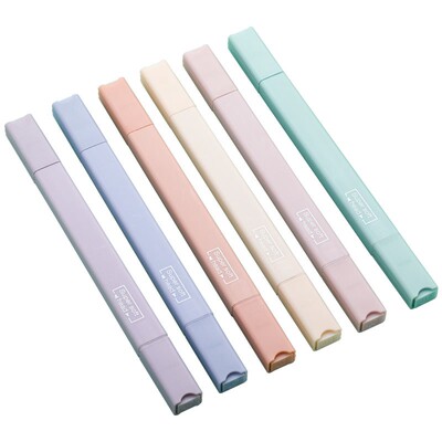 莫兰迪超软双头淡色荧光笔标记