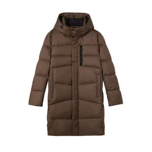 GANT/甘特冬季男士外套纯色简约抽绳连帽休闲中长款白鸭绒羽绒服