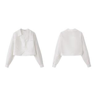 PIT翻领长袖开衫衬衫短外套女2025夏新款休闲轻薄透感透气上衣