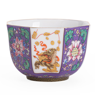 珐琅彩主人杯陶瓷功夫茶杯八方聚财品茗杯家用高档个人专用泡茶杯