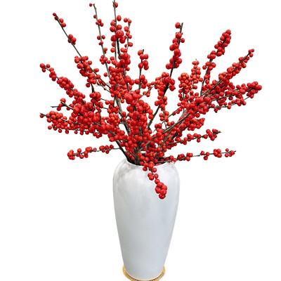 景德镇白色陶瓷冬青银柳水培花瓶