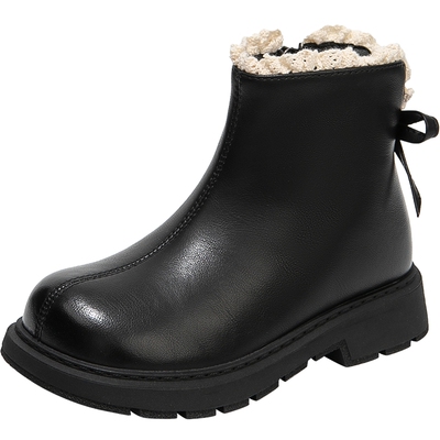 儿童马丁靴加绒洋气小短靴