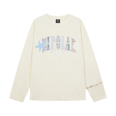 BIPOLAR彩点贝壳织带贴布T恤