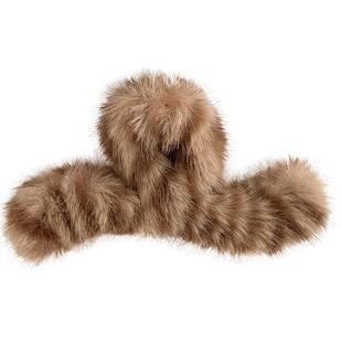 优雅条纹猫尾抓夹女网红爆款高级感发夹2025新款后脑勺鲨鱼夹发饰