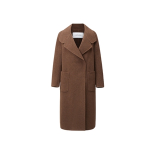 VGRASS维格娜丝轻暖美拉德绵羊毛毛呢大衣冬新款咖色长款外套女