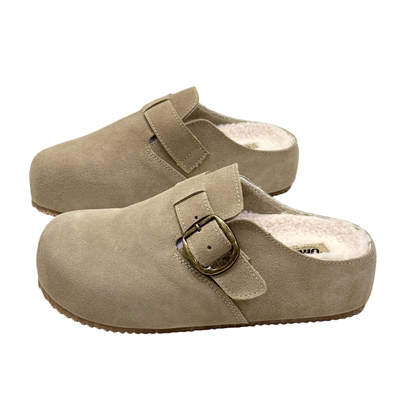 毛毛厚底包头一脚蹬勃肯鞋半拖女