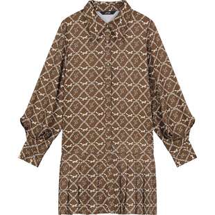 妖精的口袋复古老花衬衫连衣裙女2026年早春新款内搭小个子裙子