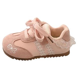 女童运动鞋2026春秋新款儿童立体小花德训鞋小女孩软底防滑跑步鞋