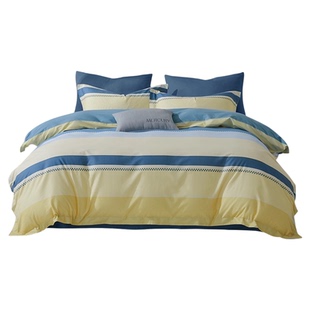 水星家纺全棉三/四件套纯棉套件春夏简约被套床单被子罩宿舍床品