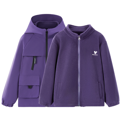 迪士尼男童保暖冲锋衣秋冬套装