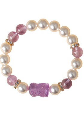 轻奢白珍珠手链草莓晶水晶手串