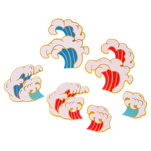 红金浪花海浪中国风祝寿蛋糕插牌祥云云朵老人生日甜品台烘焙插件