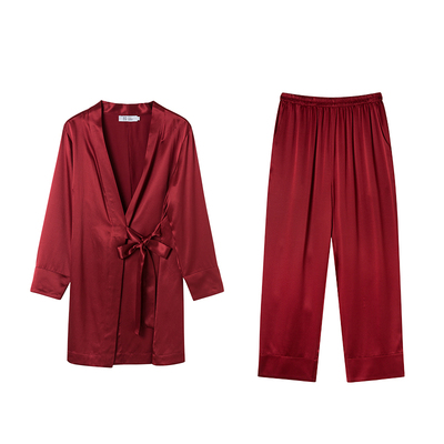 乃丝100%桑蚕丝轻中式睡衣可外穿