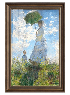 莫奈玄关撑伞女人餐厅卧室名画