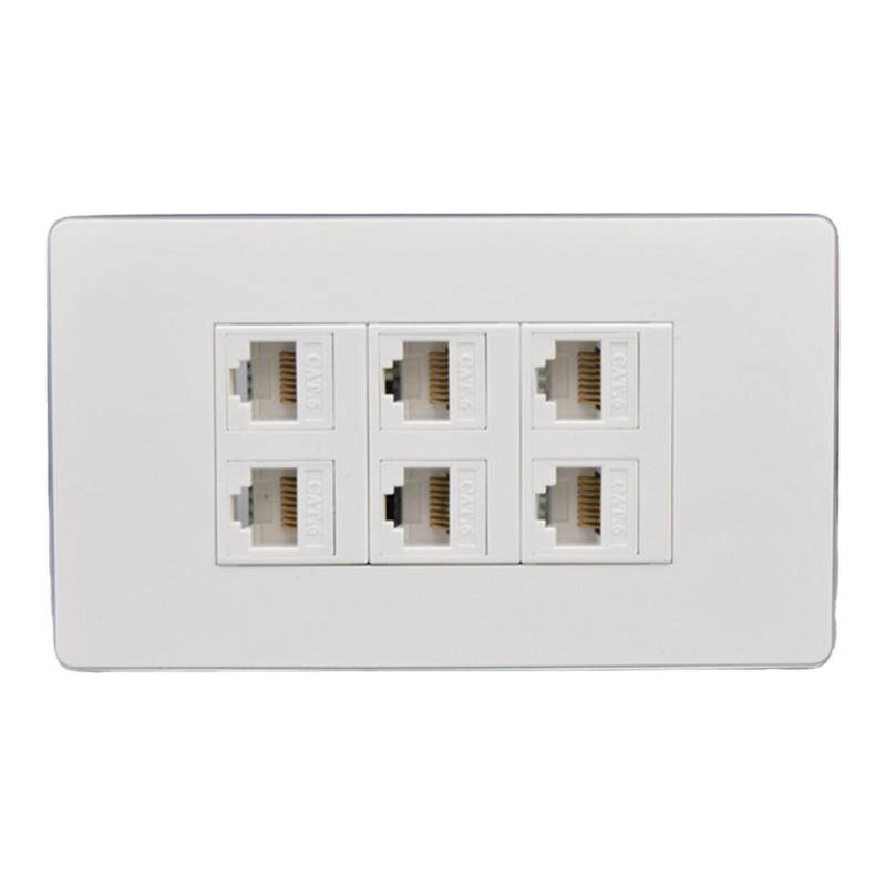 120型六口千兆六类网线插座6个免打RJ45网络模块CAT6电脑墙壁面板
