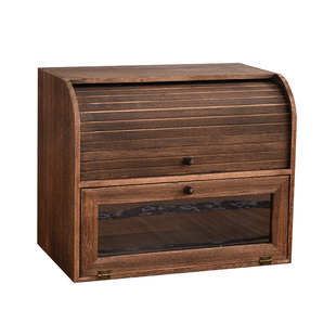 实木防尘双层茶壶桌面茶具茶杯置物架收纳盒化妆品文具收纳柜茶柜