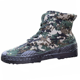 3537正宗解放鞋高帮迷彩男劳保鞋耐磨防滑透气农田户外登山黄胶鞋