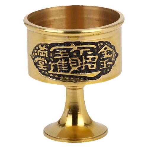 上善若水 圣水杯摆件 铜用品供品供具招财工艺品摆设2938
