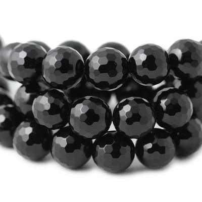 128切面天然黑玛瑙散珠手串材料