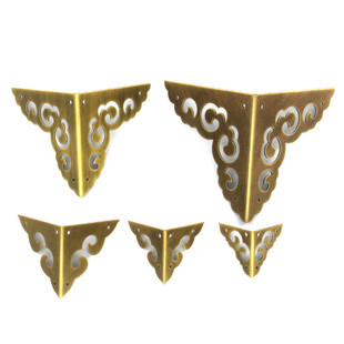 仿古铜包角樟木箱子包边双面铜护角中式家具纯铜配件二面角花角片