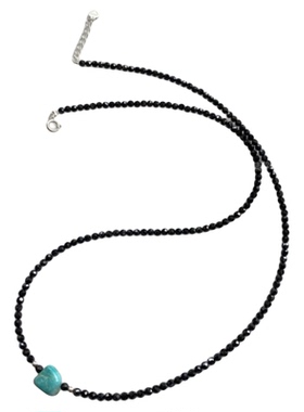 天然黑尖晶石黑色水晶项链个性女