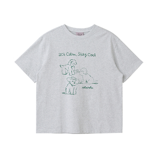 [张元英同款]ROLAROLAFriends Puppy系列宽松T恤印花狗短袖