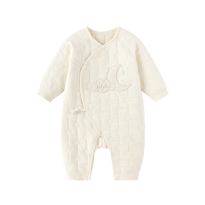 babylove新生儿连体衣秋冬薄夹棉保暖哈衣宝宝和尚服星月婴儿衣服