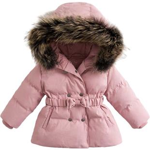 清仓马克珍妮女童加厚羽绒服真毛领冬装宝宝白鸭绒外套82951