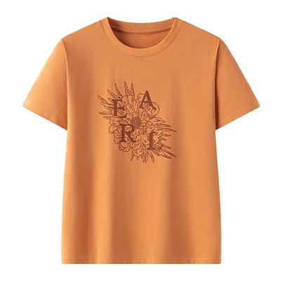 艾莱依新中式短袖t恤女新款国风印花防晒圆领上衣防紫外线upf40+