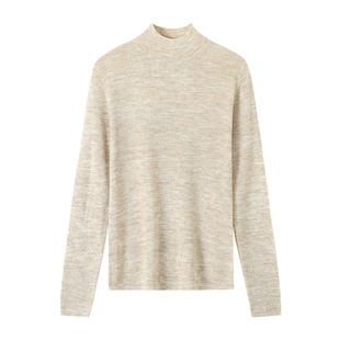 又软又糯！超薄款彩麻打底衫女半高领宽松内搭亚麻长袖T恤针织衫