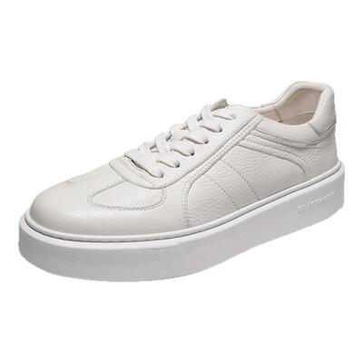 钧博鹿皮厚底增高透气小白鞋男