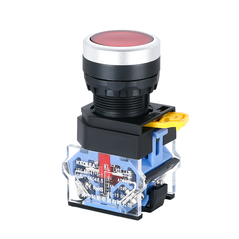 按钮开关自复位自锁圆形22mm点动LA38-11BN电源启动控制平头符号