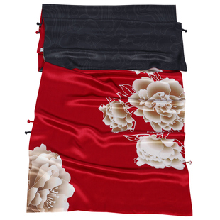 真丝披肩丝巾女酒红色旗袍礼服外搭时尚洋气披帛双层苏州丝绸围巾